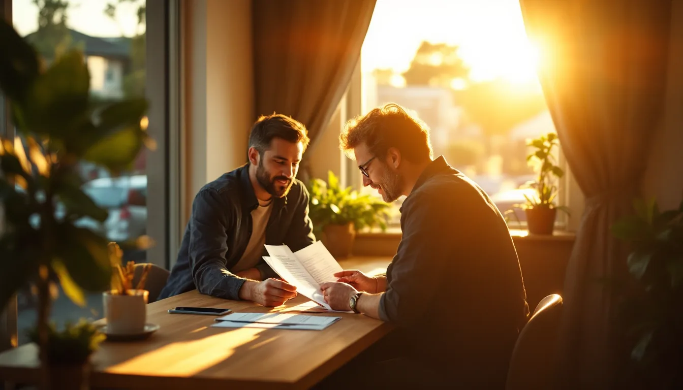 A small business owner reviewing a tidy monthly report in warm light